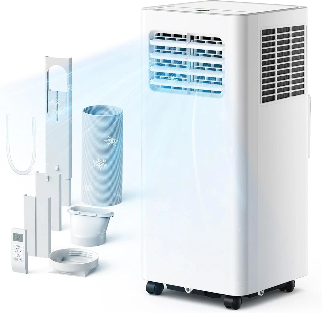 EUHOMY 8000 Btu Portable Air Conditioners, 3 in 1 Portable AC with Cool, Dry, Fan Modes, Quiet Air Conditioners with 24H Timer & Sleep Modes, with Remote, for Bedroom, Apartments up to 350 Sq.Ft